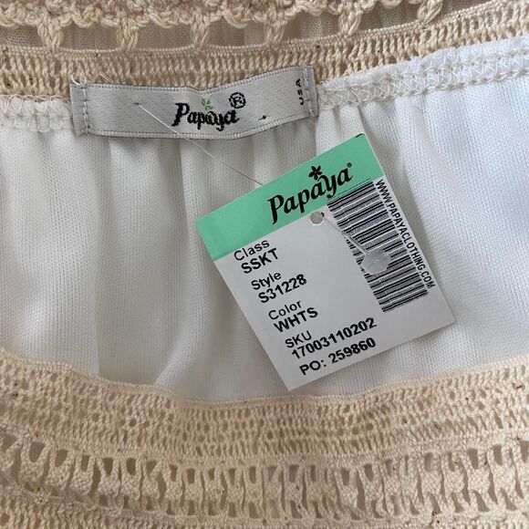 Papaya Vintage Deadstock Cream White Boho Lace Crochet Mini Skirt M - Picture 7 of 8